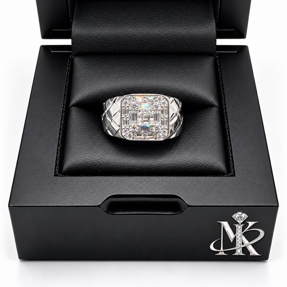 925 Sterling Silver 2.00CTW MOISSANITE Square Halo Men’s Ring Size 10 or 11